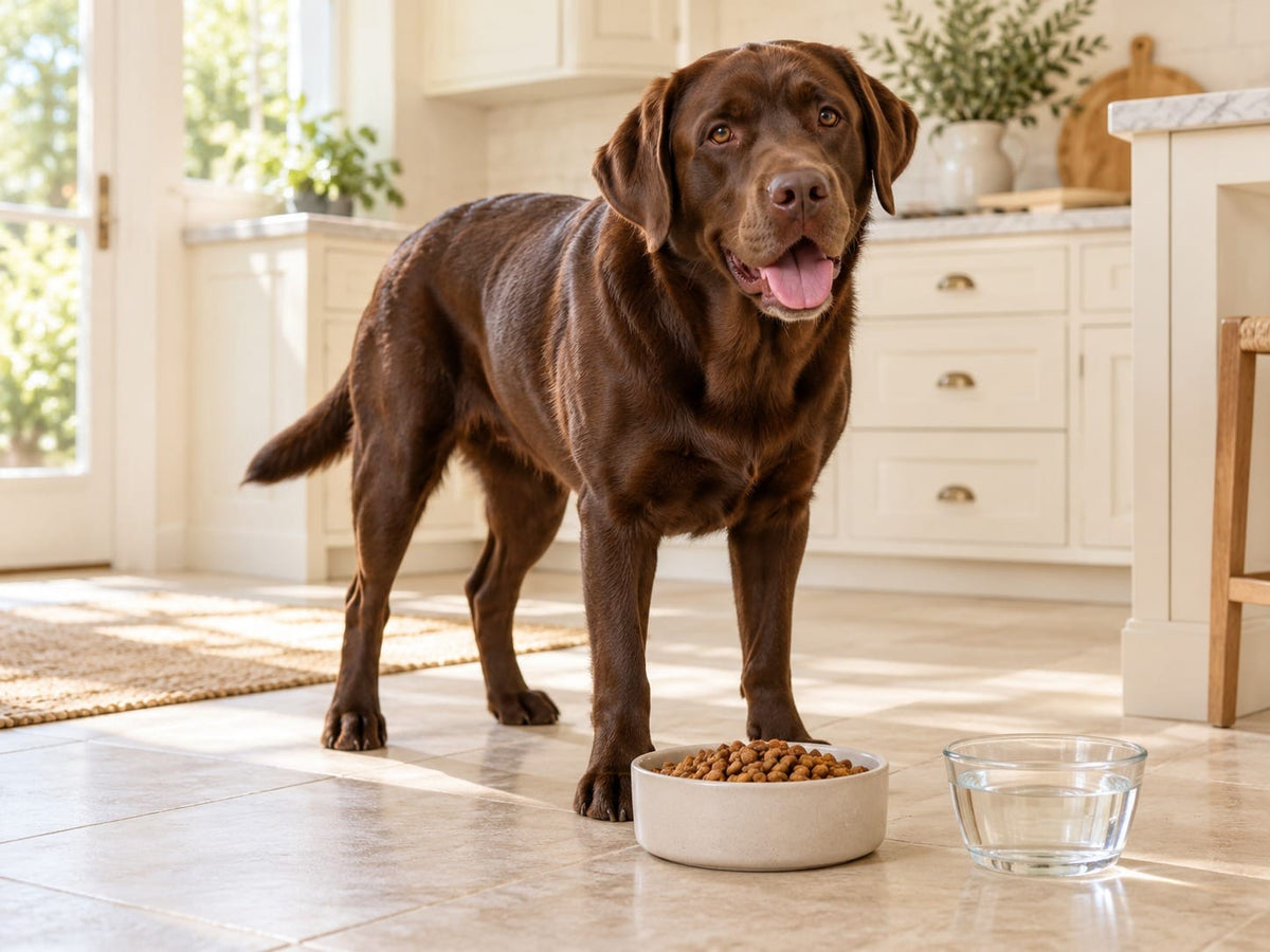 Illustrative dog-care moment: Water Intake
