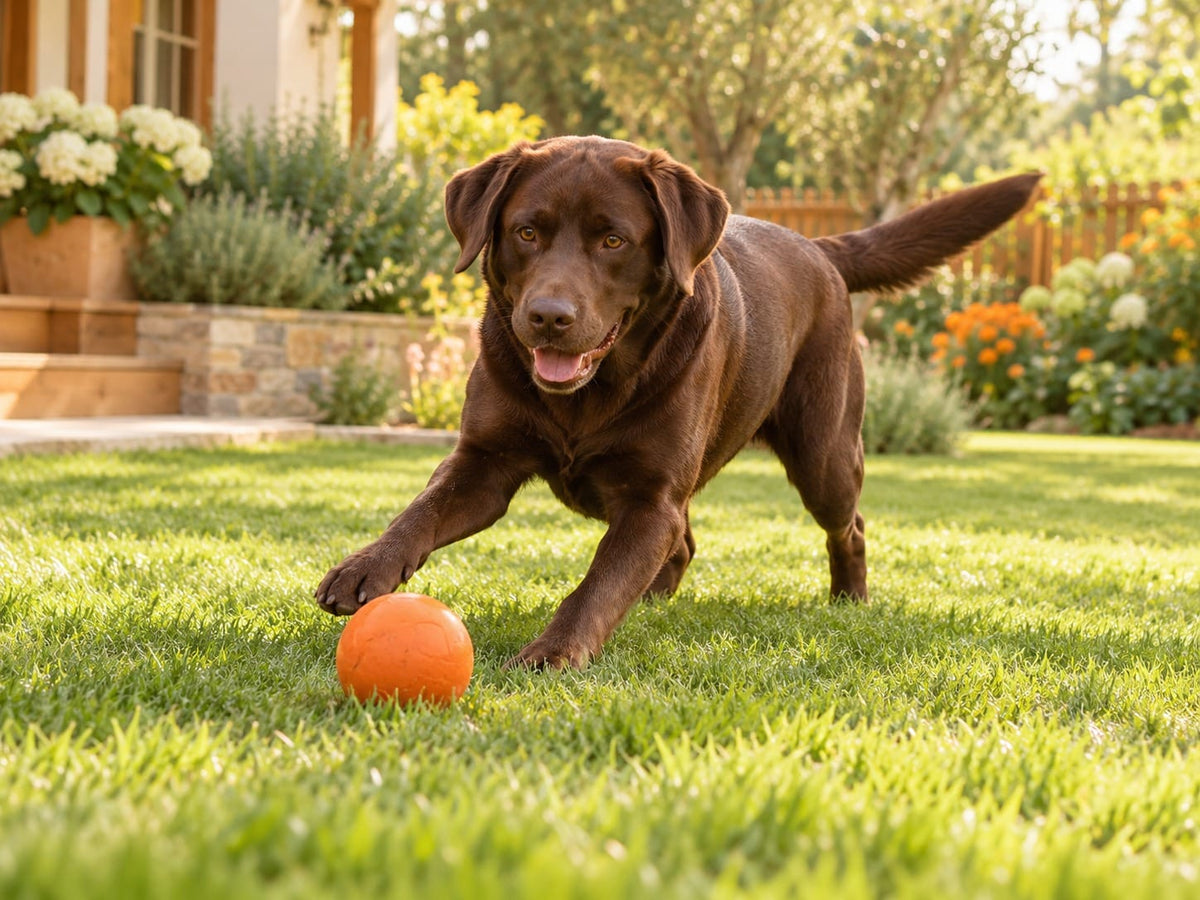 Illustrative dog-care moment: Energy & Engagement