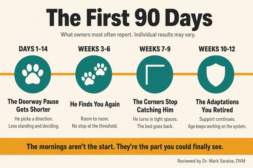 Timeline of the first 90 days: days 1 to 14, weeks 3 to 6, 7 to 9, and 10 to 12
