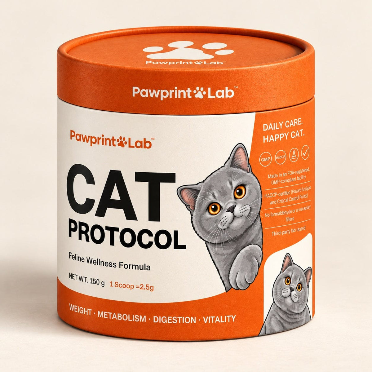 Cat Protocol 150 g chicken-flavored feline wellness powder.