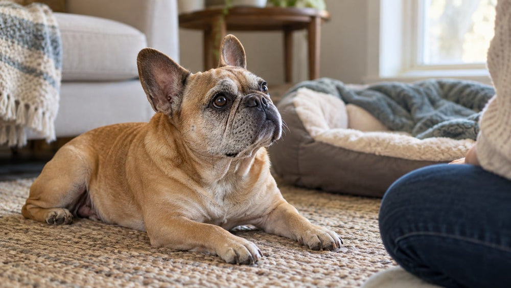 Senior French Bulldog — rest scene