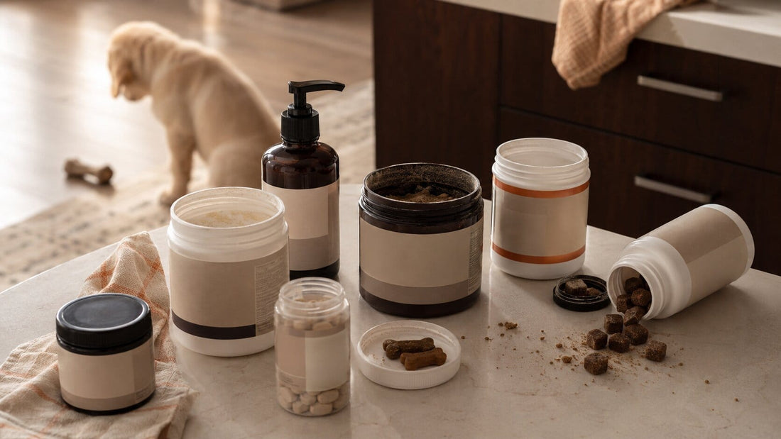 A pile of barely-used puppy supplements