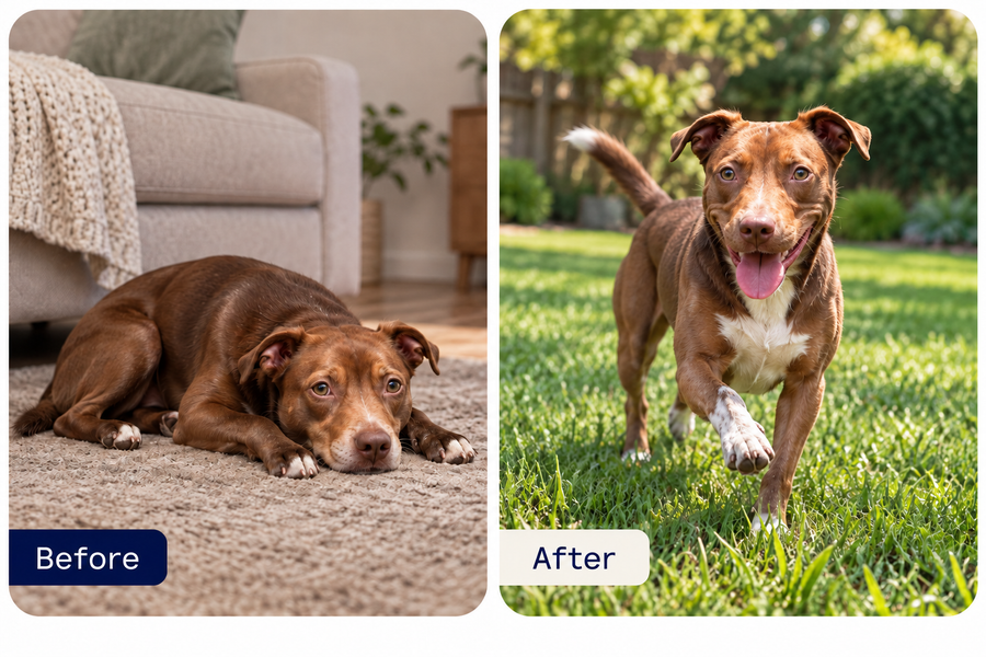 Customer-supplied before and after photos