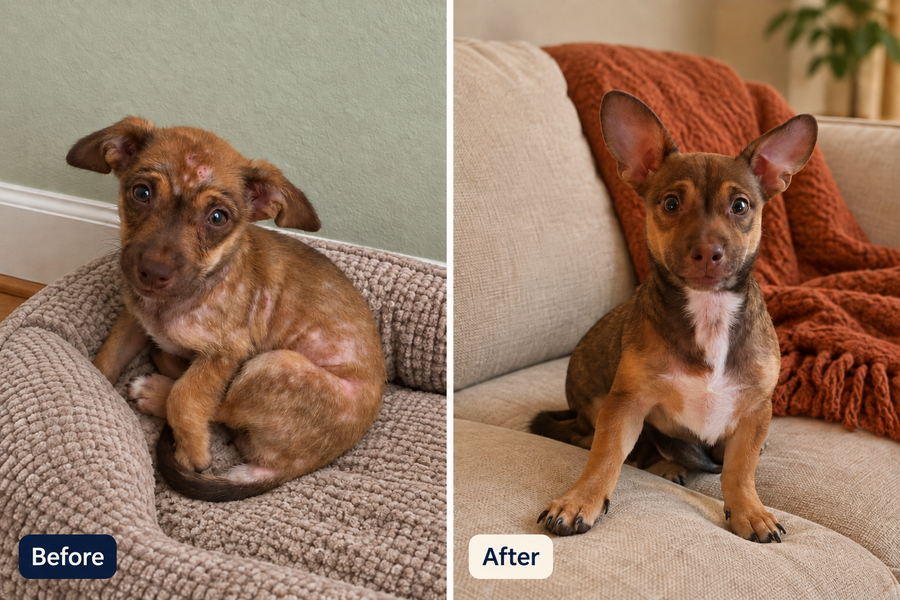 Customer-supplied before and after photos