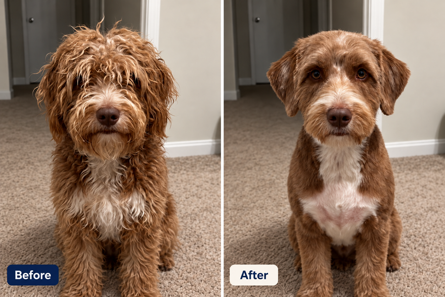 Customer-supplied before and after photos